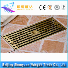 In-stock factory golden brass anti-odor bathroom square floor drain